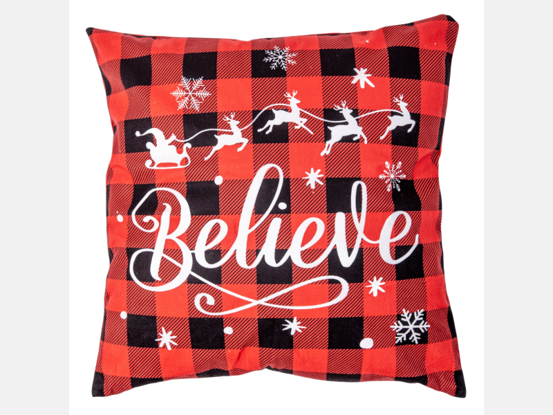 Świąteczna POSZEWKA na jasiek KRATKA,CZERWIEŃ, RENIFERY 45x45 MORAJ