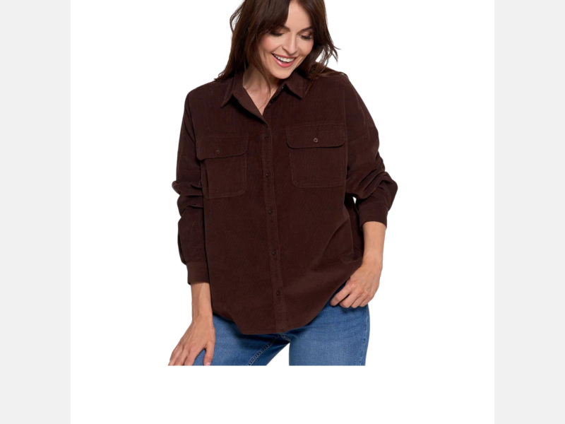 BRĄZOWA SZTRUKSOWA LUŹNA koszula damska MORAJ