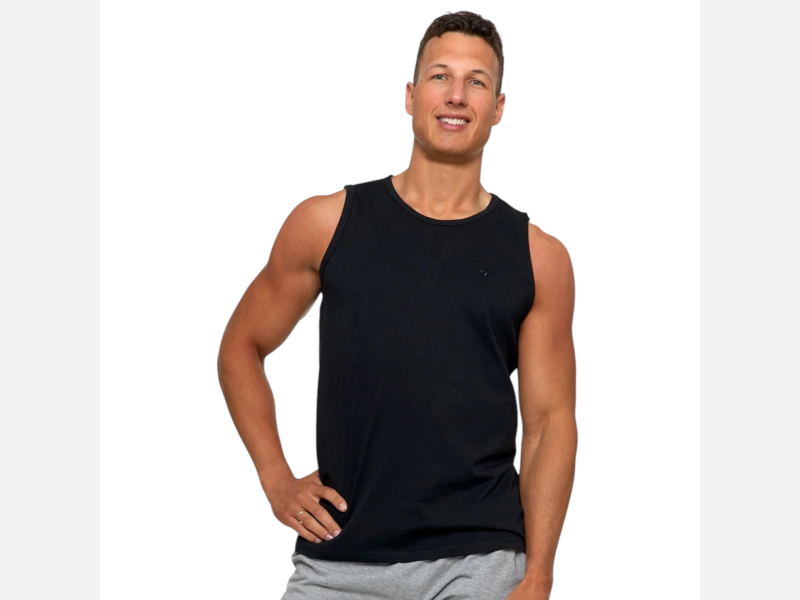 Tank top męski bawełniany koszulka bez rękawów CZARNA MORAJ