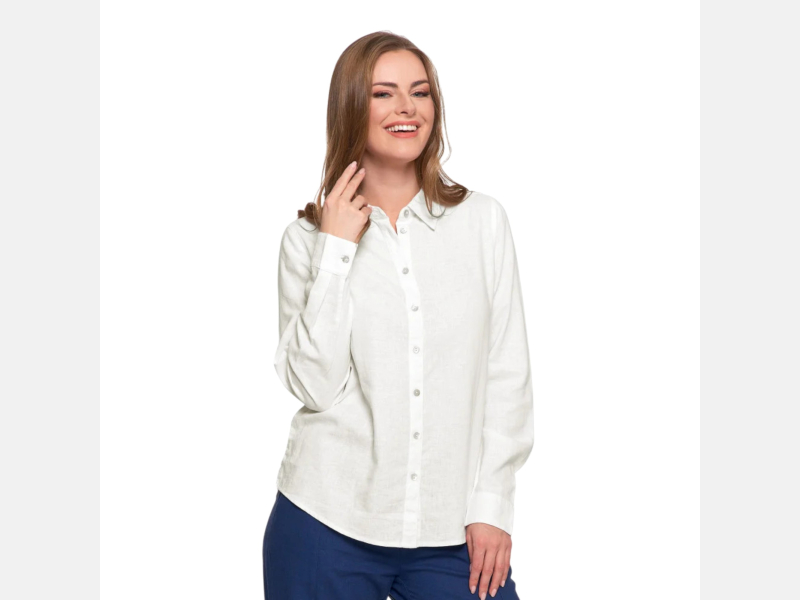 LNIANA damska koszula BIAŁA zapinana na guziki MORAJ