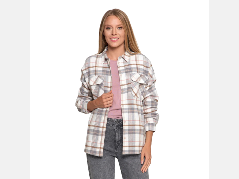 FLANELOWA, SZARA koszula w kratę bawełniana MORAJ