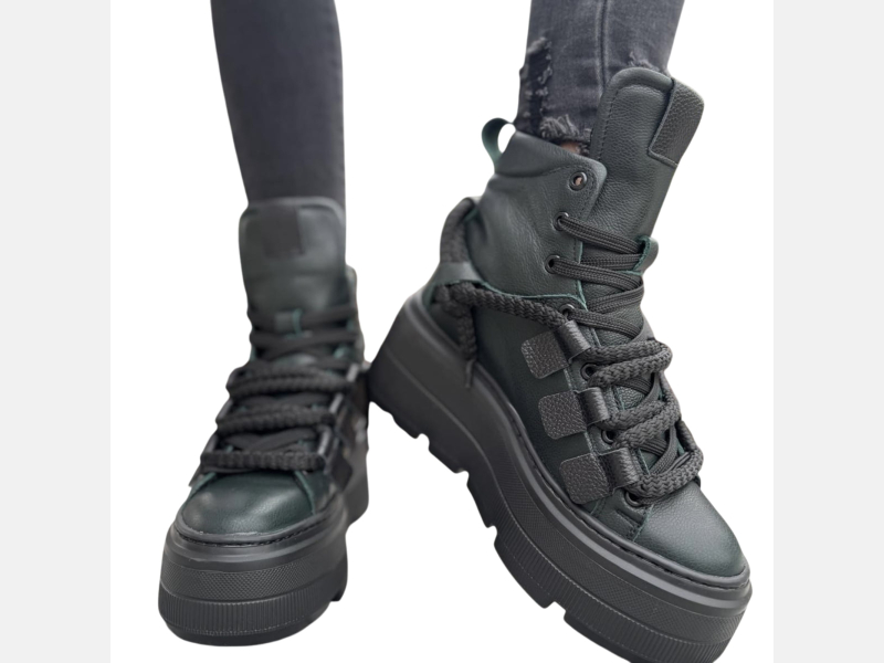 Sneakersy damskie ZIELONE Obuwie Sportowe LURSO skóra naturalna