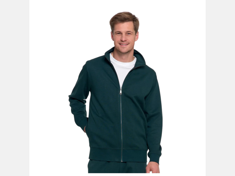 MĘSKA BLUZA dresowa, STÓJKA, ZAMEK, gładka ZIELONA MORAJ