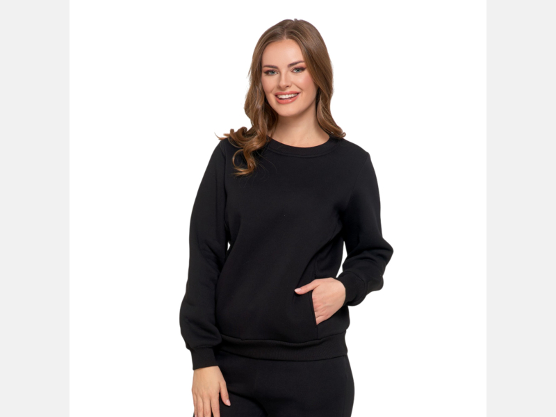 KLASYCZNA damska BLUZA OCIEPLANA z kieszeniami CZARNA MORAJ