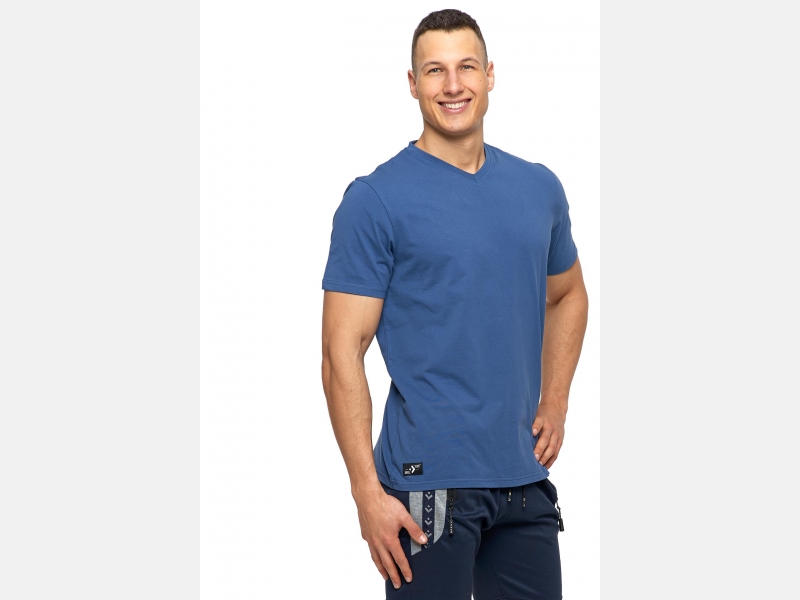 Koszulka męska z dekoltem V MORAJ PREMIUM LINE jeans