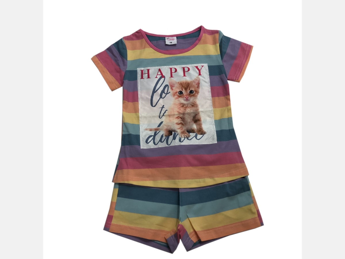 Komplet dziewczęcy PODKOSZULKA + SPODENKI KOTEK